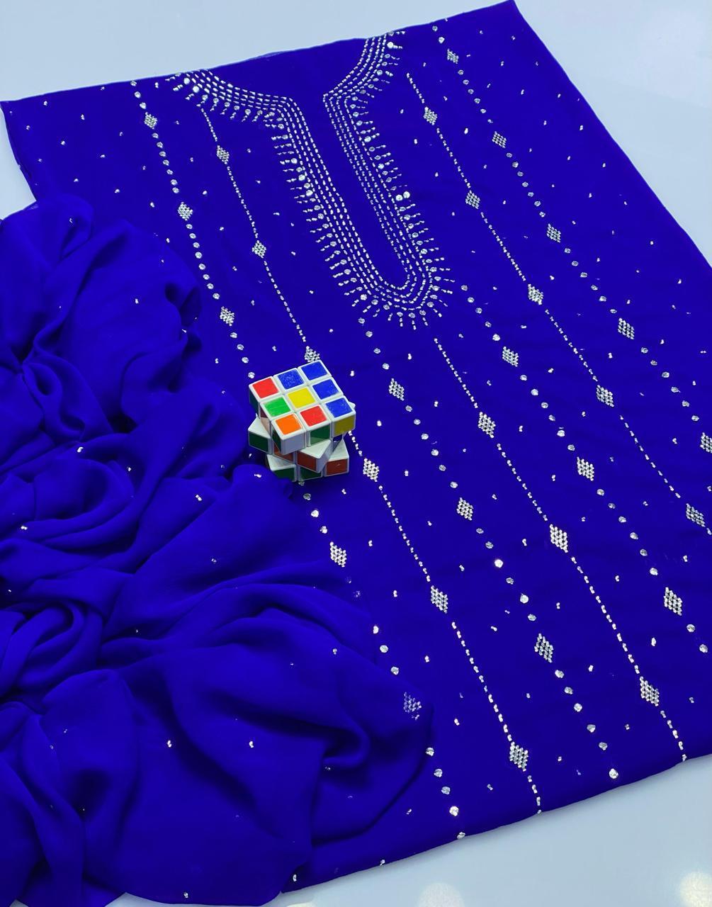 2 Pcs Women's Unstitched Hand Work Suit