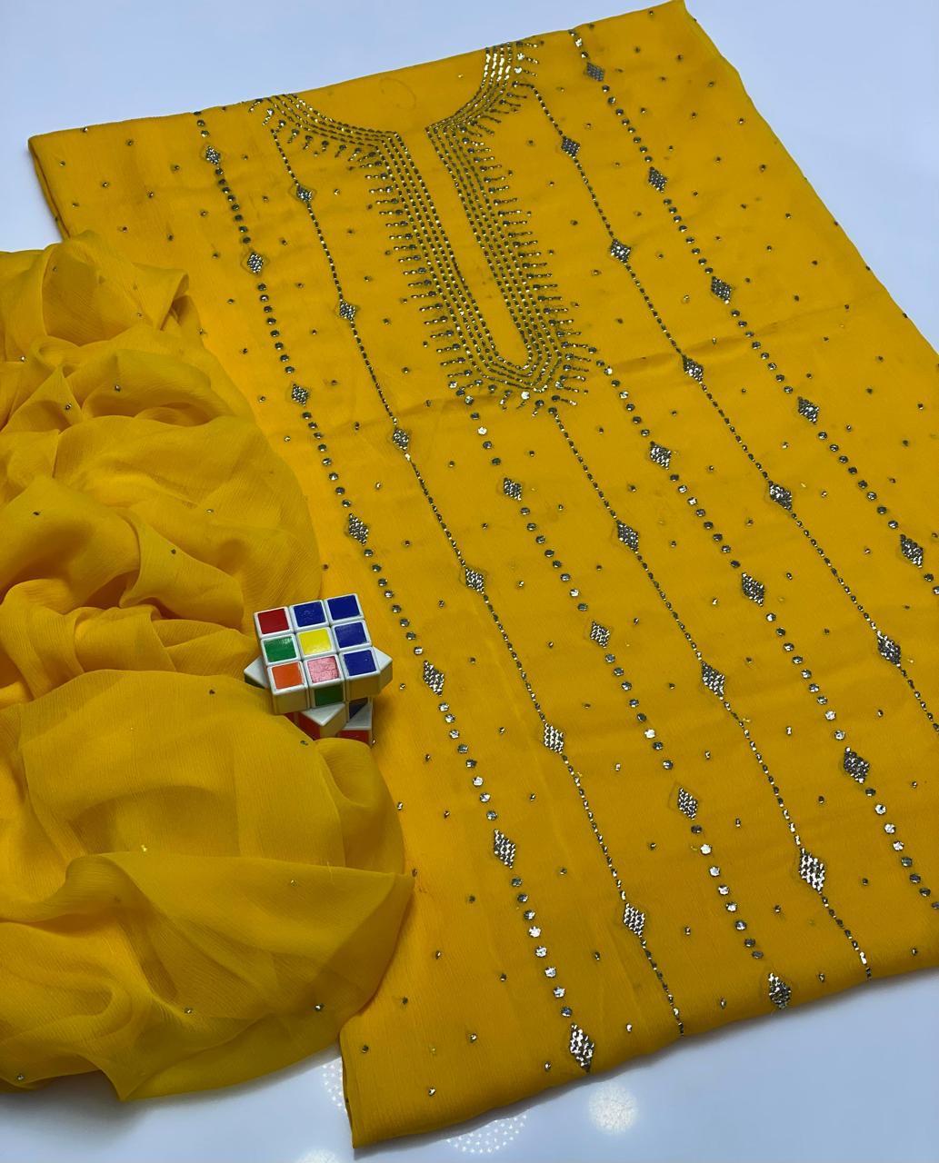 2 Pcs Women's Unstitched Hand Work Suit