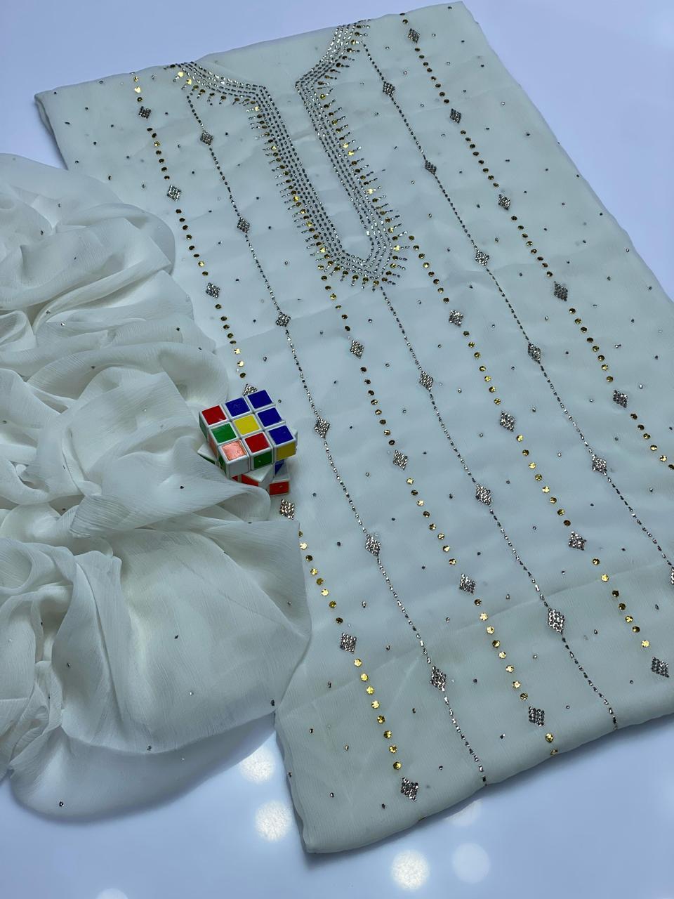 2 Pcs Women's Unstitched Hand Work Suit