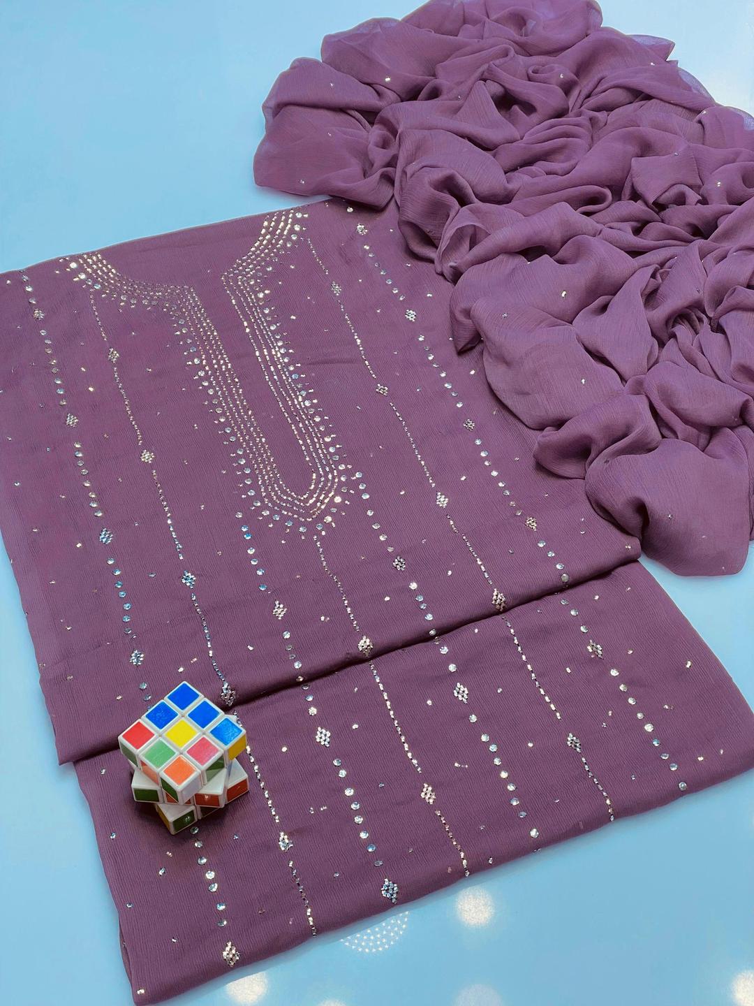 2 Pcs Women's Unstitched Hand Work Suit