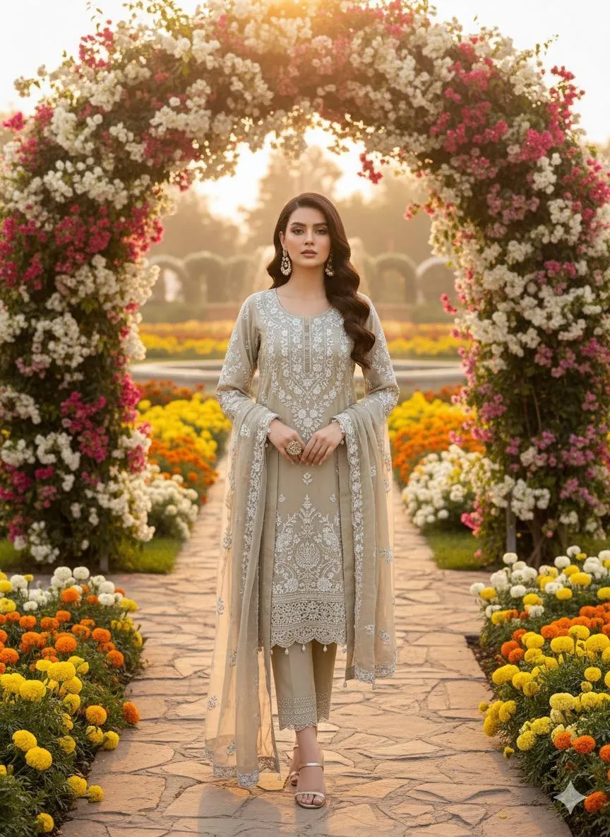 2 Pcs Women's Unstitched Hand Work Suit