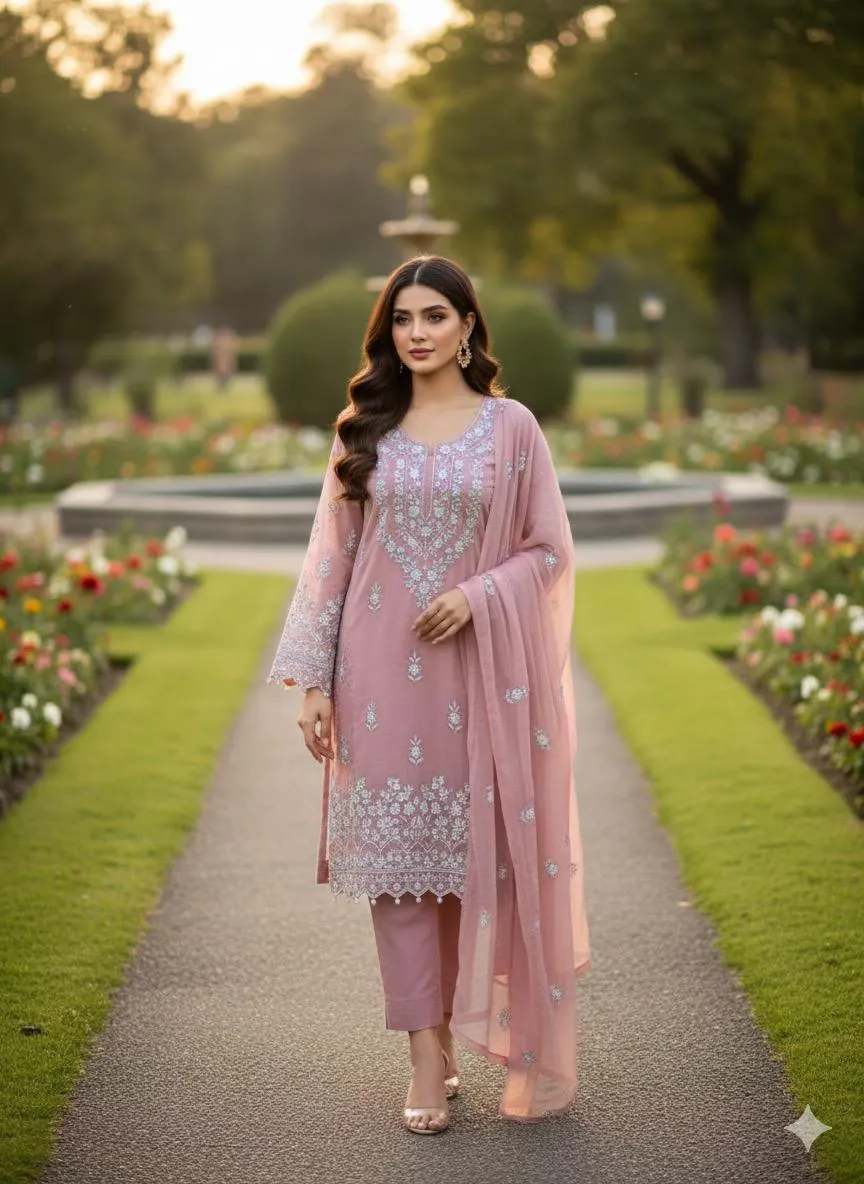 2 Pcs Women's Unstitched Hand Work Suit