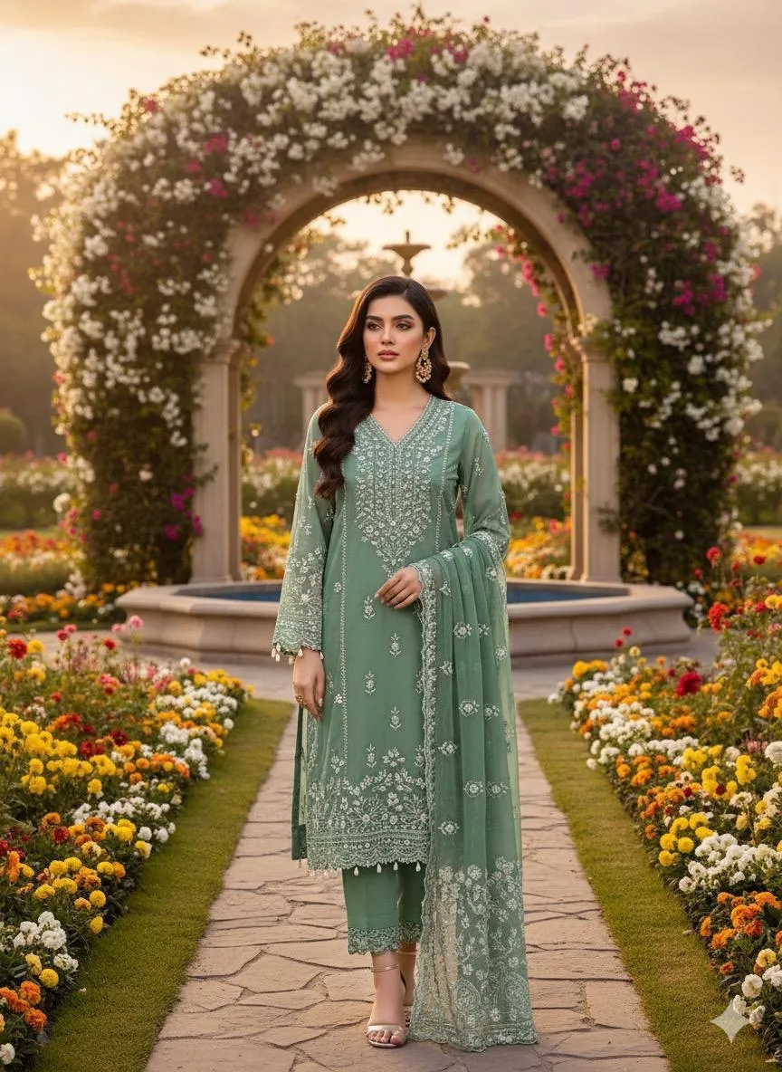 2 Pcs Women's Unstitched Hand Work Suit