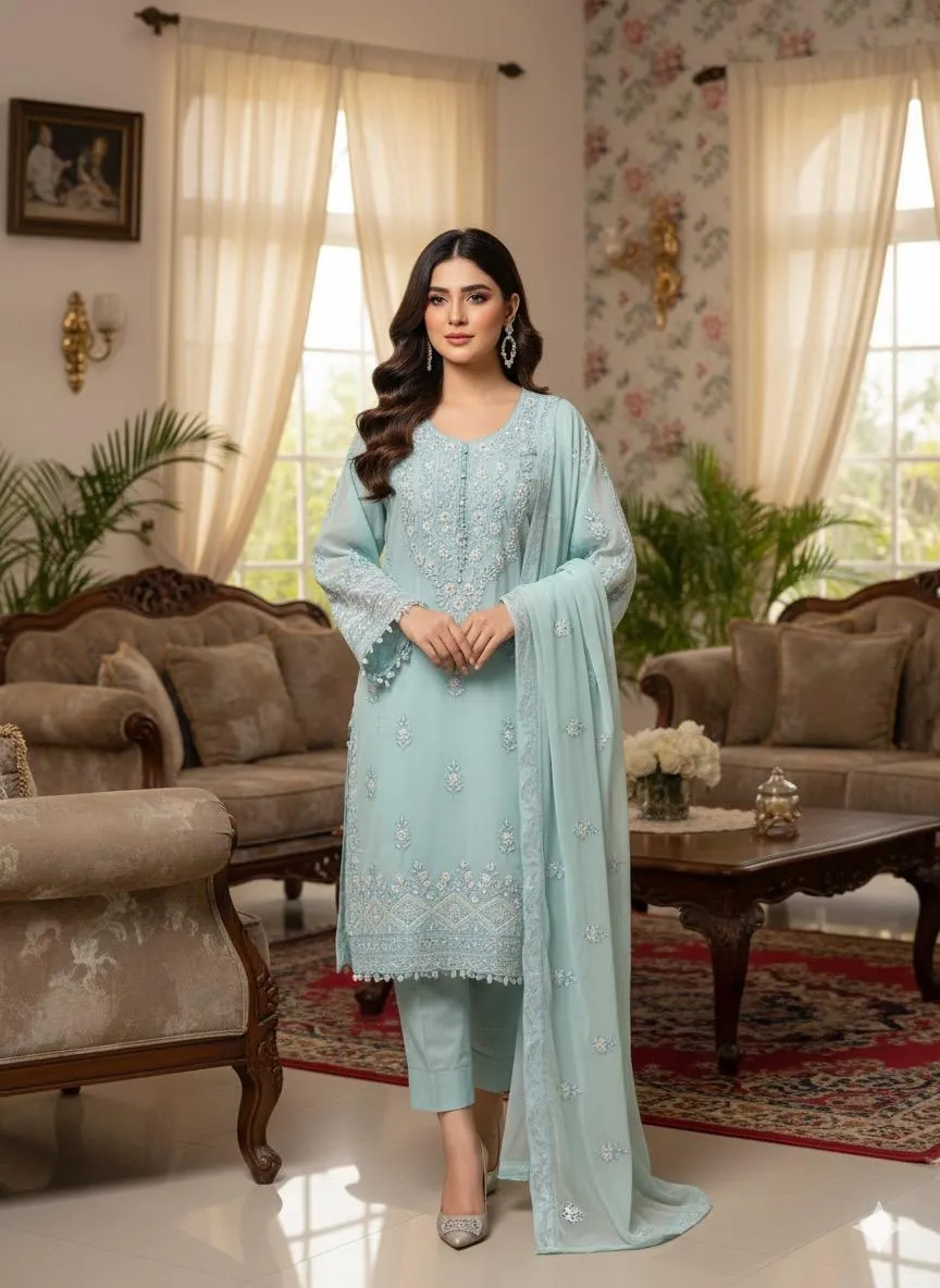2 Pcs Women's Unstitched Hand Work Suit