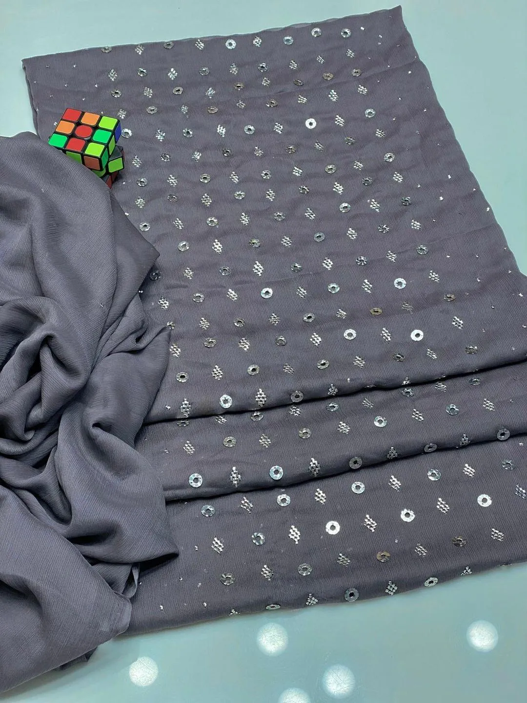 2 Pcs Women's Unstitched Hand Embroidered Suit