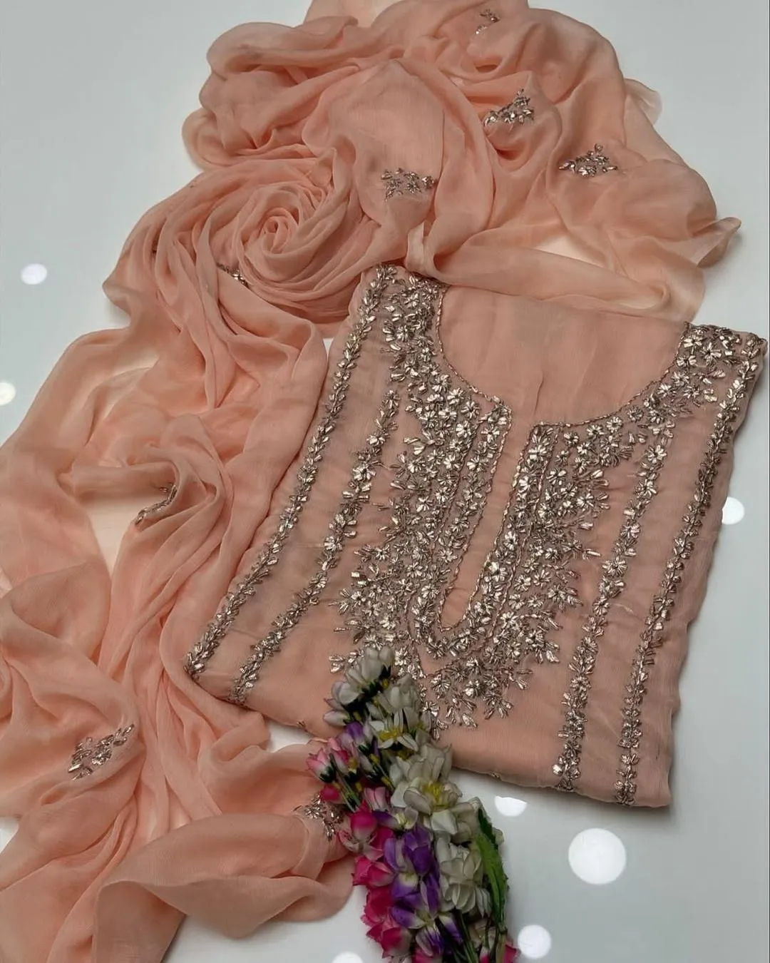 2 Pcs Women's Unstitched Gota Work Suit