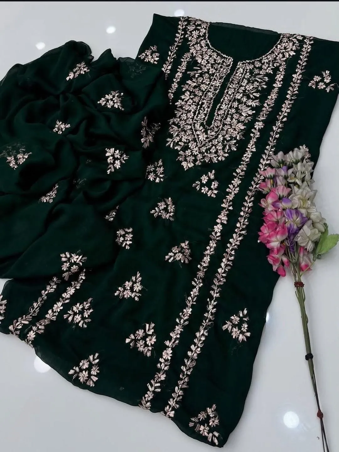 2 Pcs Women's Unstitched Gota Work Suit