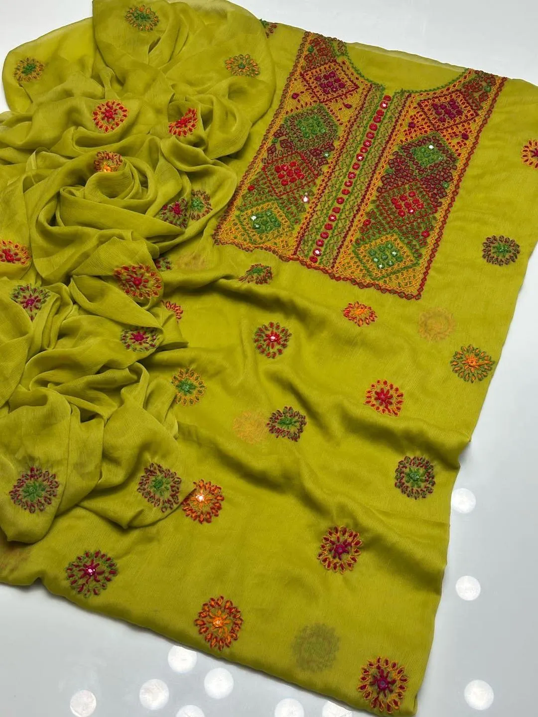 2 Pcs Women's Unstitched Hand Work Suit