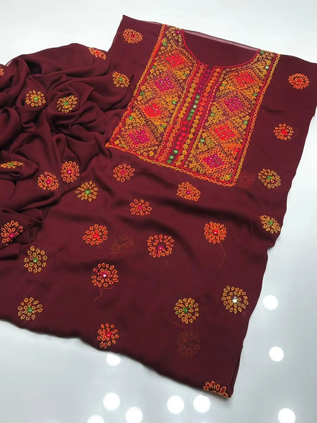 2 Pcs Women's Unstitched Hand Work Suit