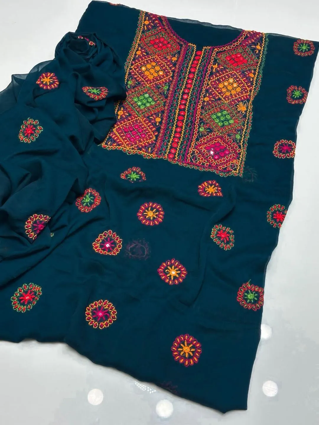 2 Pcs Women's Unstitched Hand Work Suit