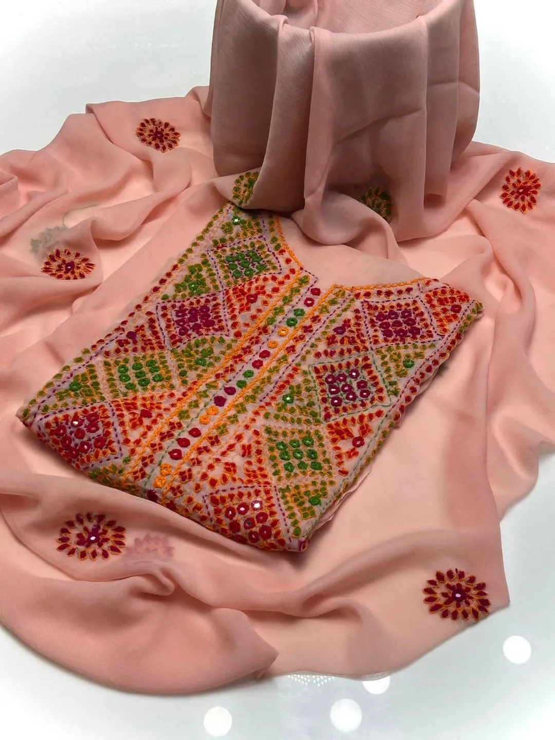 2 Pcs Women's Unstitched Hand Work Suit