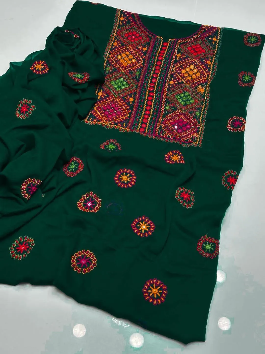 2 Pcs Women's Unstitched Hand Work Suit