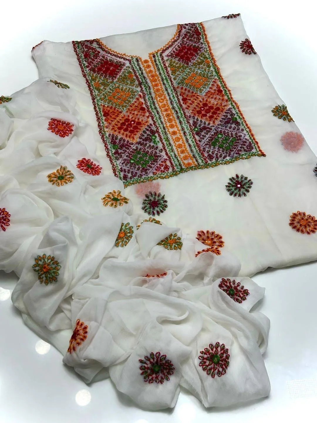 2 Pcs Women's Unstitched Hand Work Suit