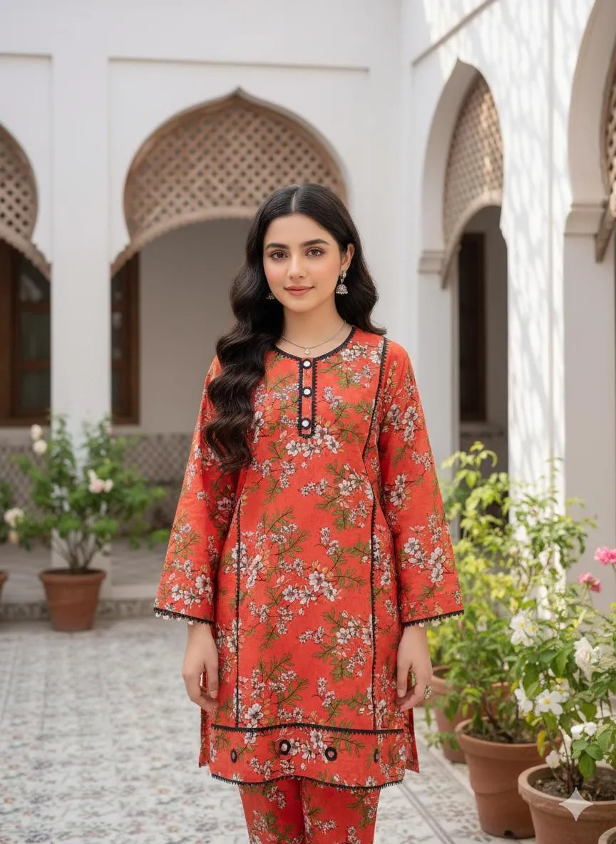 SbyS Presents 2 Pcs Women's Winter Khaddar Printed Shirt And Trouser