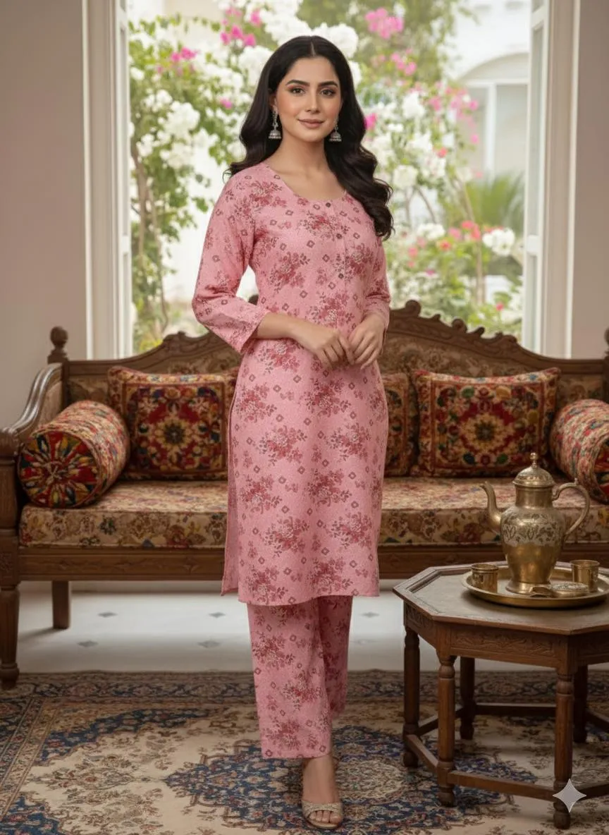 SbyS Presents 2 Pcs Women's Winter Khaddar Printed Shirt And Trouser