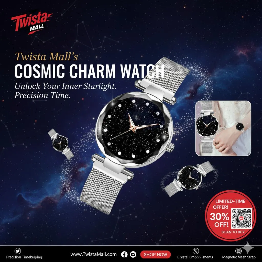 Beautiful Silver Charm Watch 