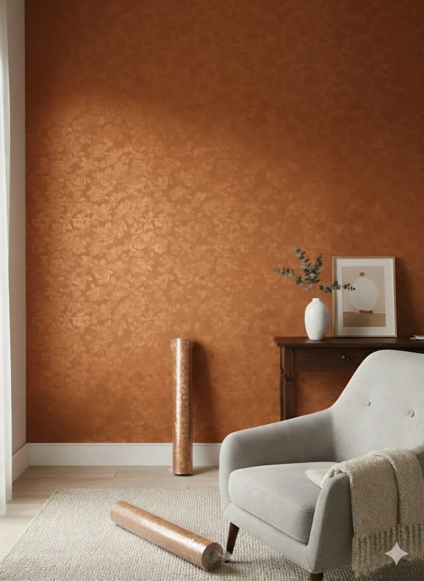 Home Decor Wallpaper Sheet With Attachment Wooden Sticks 10Feet X 10Feet