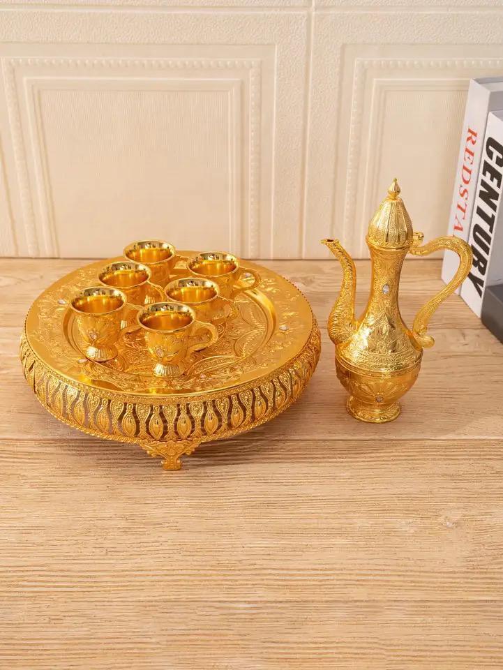 8 Pcs Vintage Style Cups And Tray Set