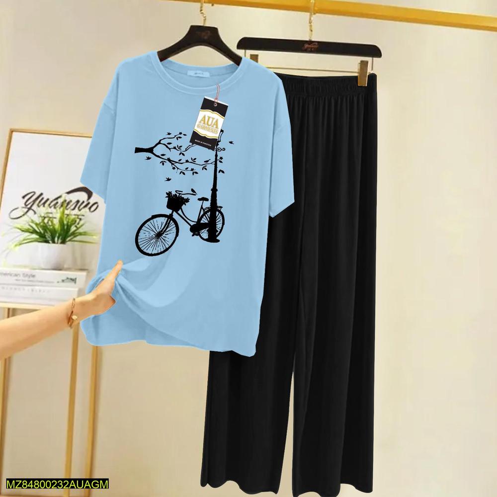 2 Pcs Women's Stitched Cotton Printed Sleepwear