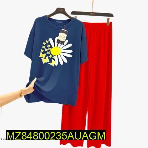 2 Pcs Women's Stitched Cotton Printed Sleepwear