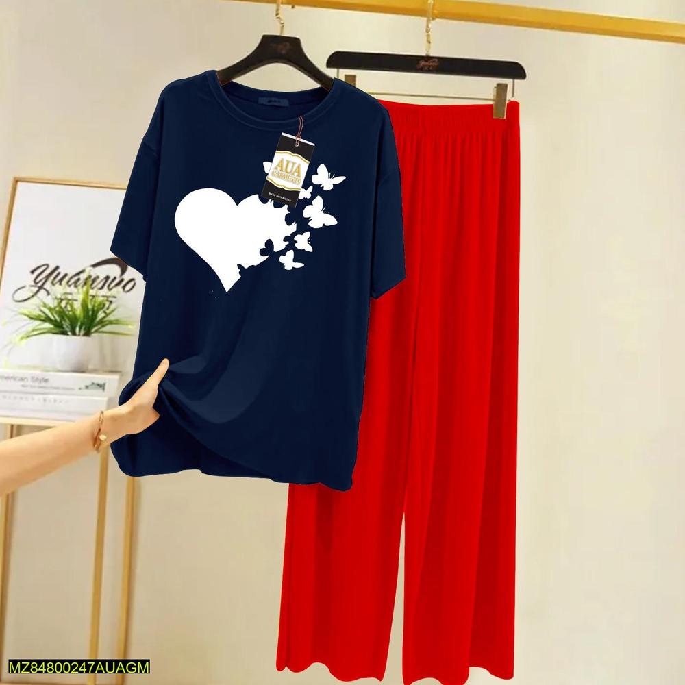 2 Pcs Women's Stitched Cotton Printed Sleepwear