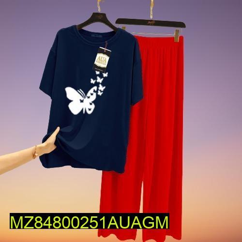 2 Pcs Women's Stitched Cotton Printed Sleepwear