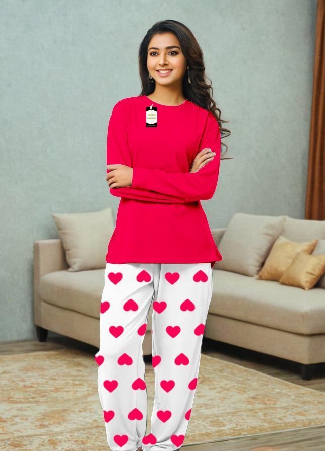 2 Pcs Women's Stitched Plain Night Suit