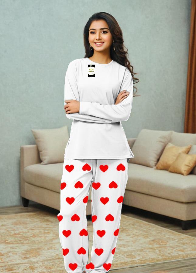 2 Pcs Women's Stitched Plain Night Suit