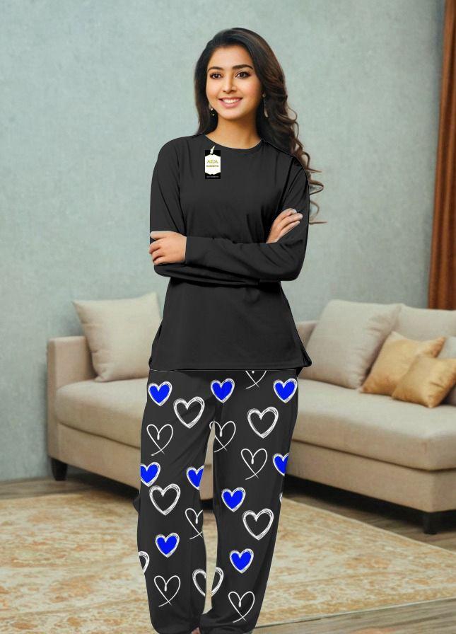 2 Pcs Women's Stitched Plain Night Suit