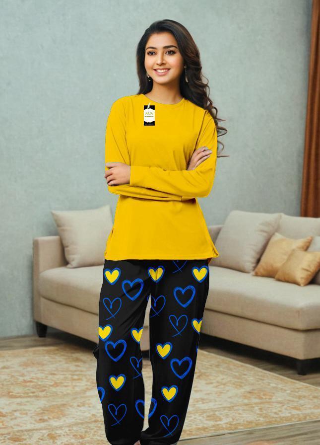 2 Pcs Women's Stitched Plain Night Suit