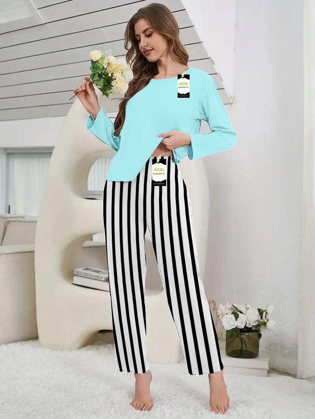 2 Pcs Women's Stitched Plain Night Suit