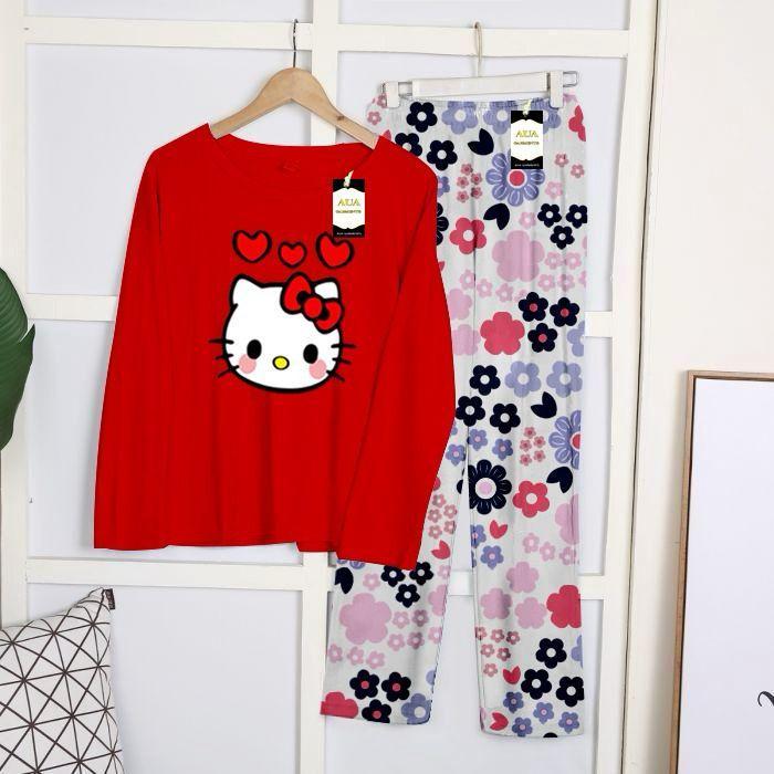 2 Pcs Women's Stitched Printed Night Suit