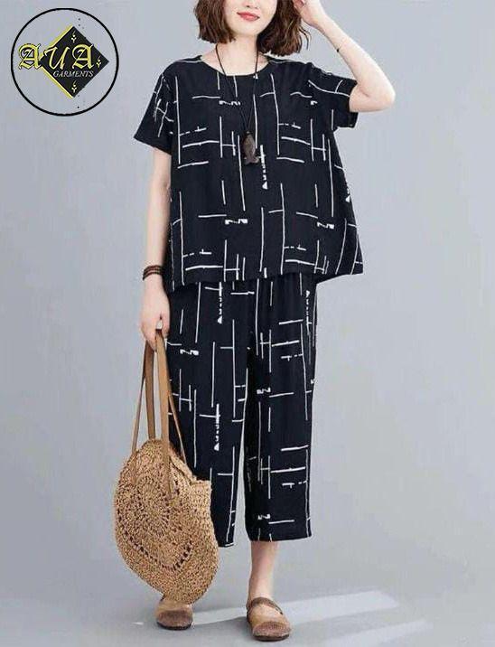 2 Pcs Women's Stitched Printed Night Suit