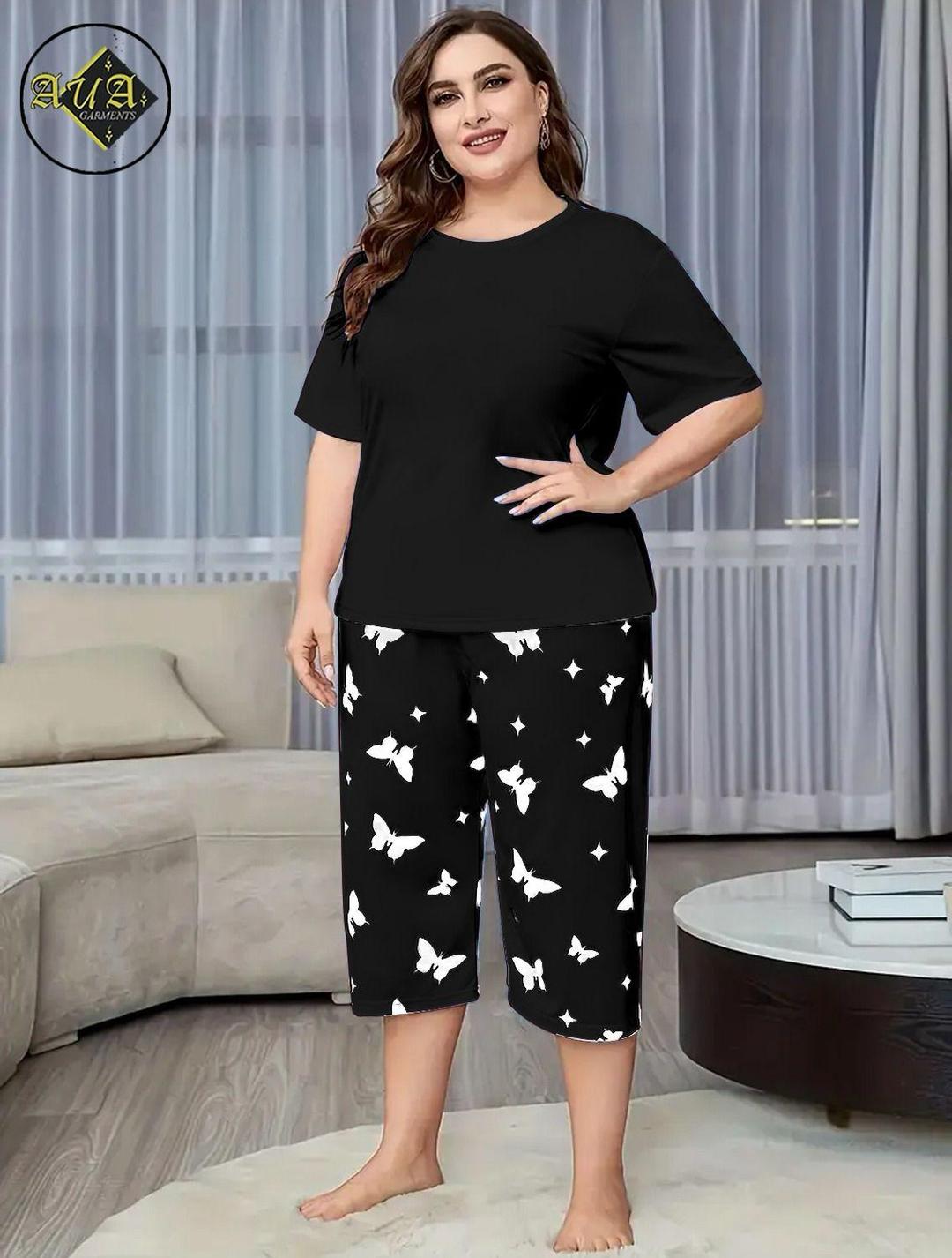 2 Pcs Women's Stitched Plain Night Suit