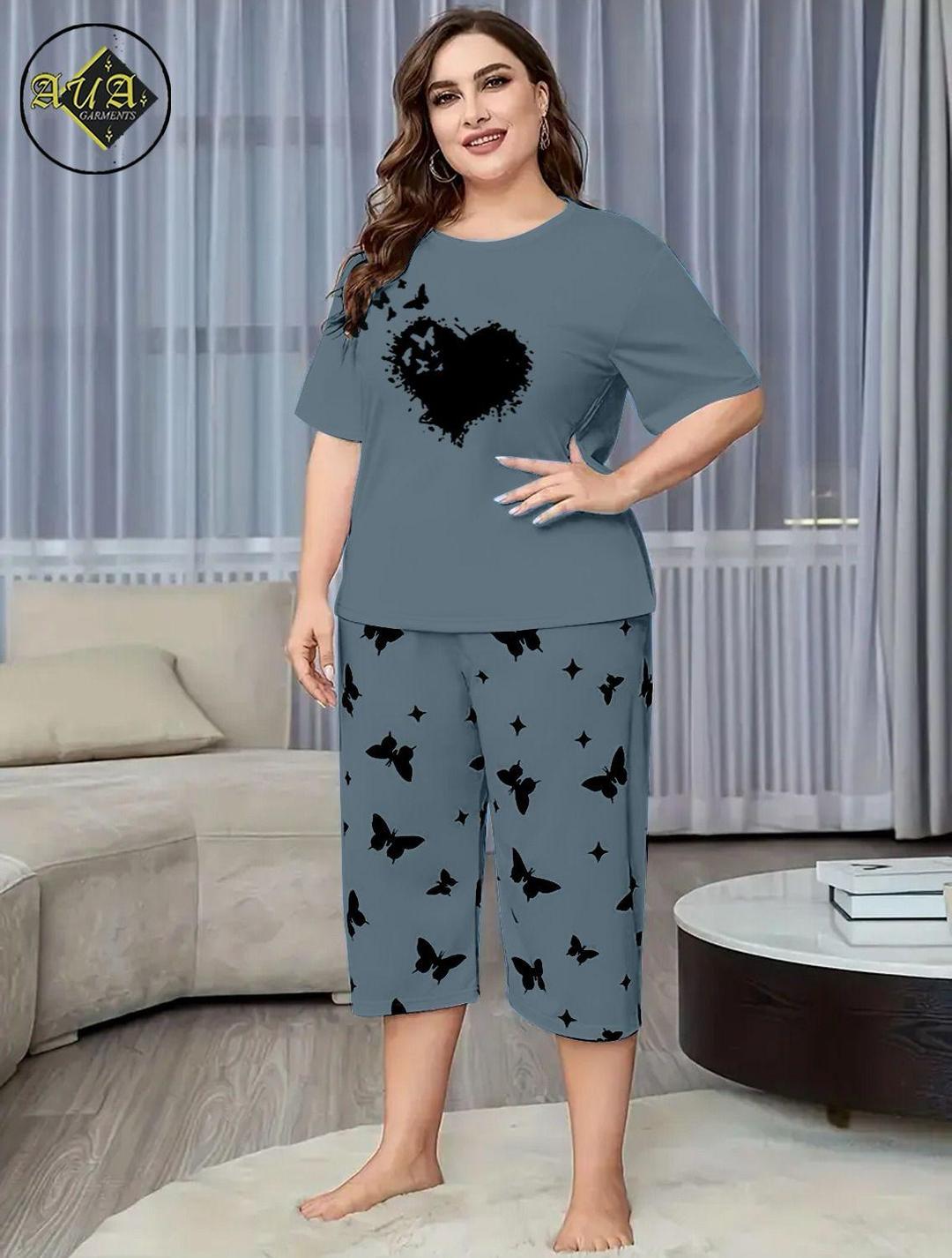 2 Pcs Women's Stitched Plain Night Suit