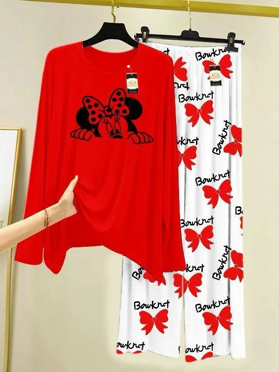 2 Pcs Women's Stitched Cotton Jersey Printed Night Suit