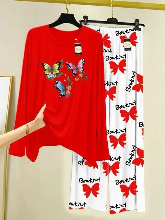 2 Pcs Women's Stitched Cotton Jersey Printed Night Suit