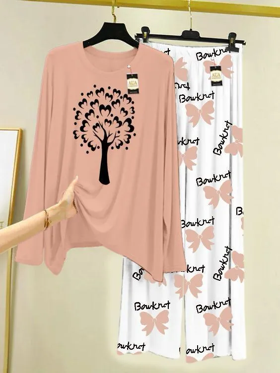 2 Pcs Women's Stitched Cotton Jersey Printed Night Suit