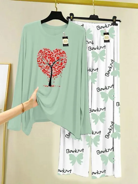 2 Pcs Women's Stitched Cotton Jersey Printed Night Suit