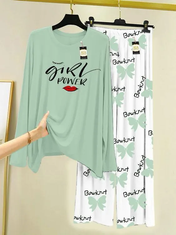 2 Pcs Women's Stitched Cotton Jersey Printed Night Suit