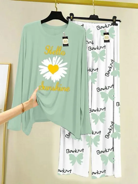 2 Pcs Women's Stitched Cotton Jersey Printed Night Suit