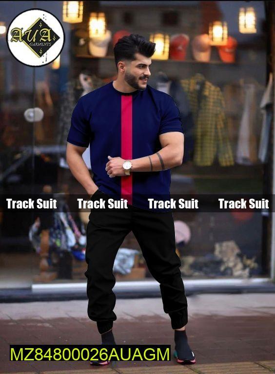 2 Pcs Men's Stitched Cotton Jersey Printed Track Suit