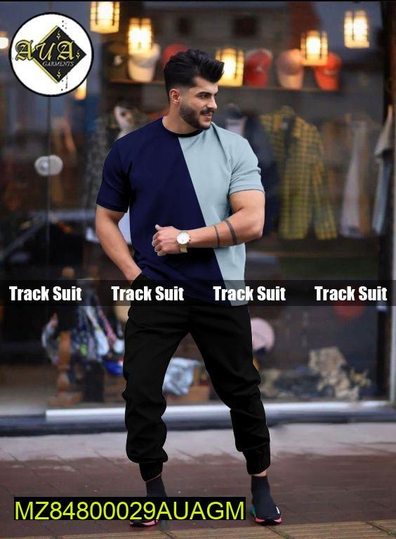 2 Pcs Men's Stitched Cotton Jersey Printed Track Suit