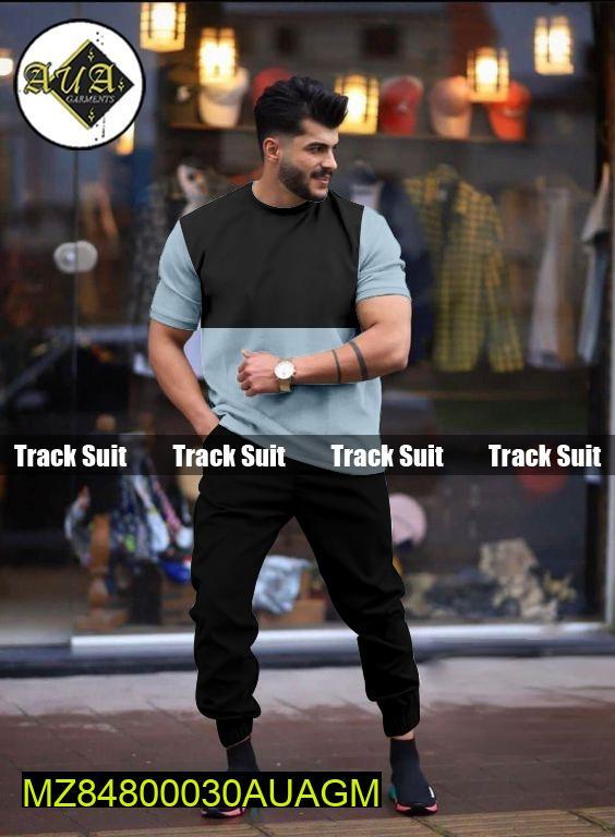 2 Pcs Men's Stitched Cotton Jersey Printed Track Suit