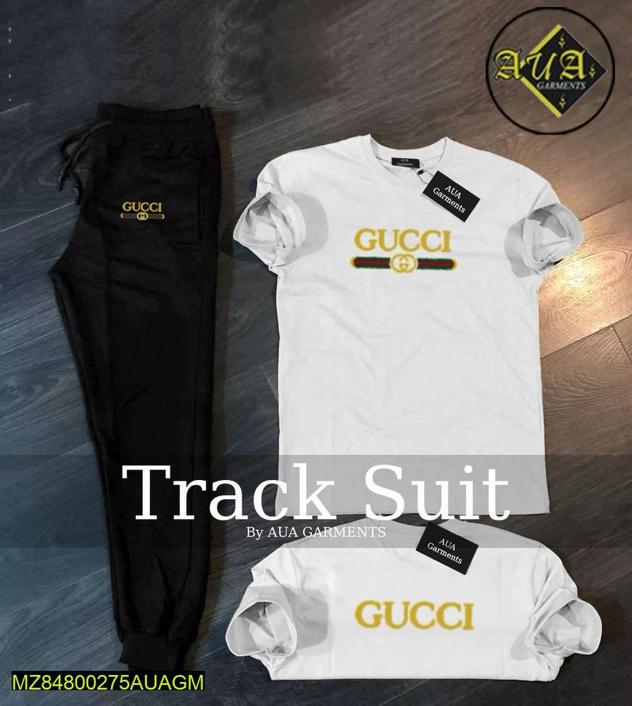 2 Pcs Men's Stitched Cotton Jersey Printed Track Suit