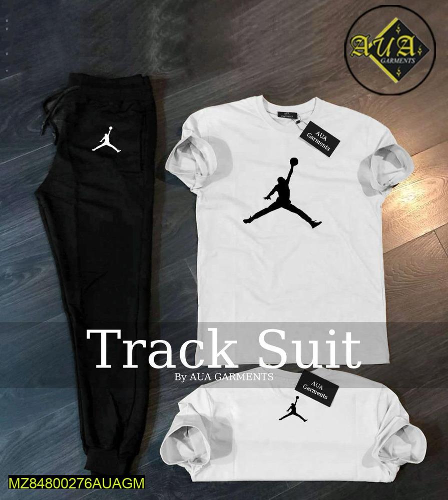 2 Pcs Men's Stitched Cotton Jersey Printed Track Suit