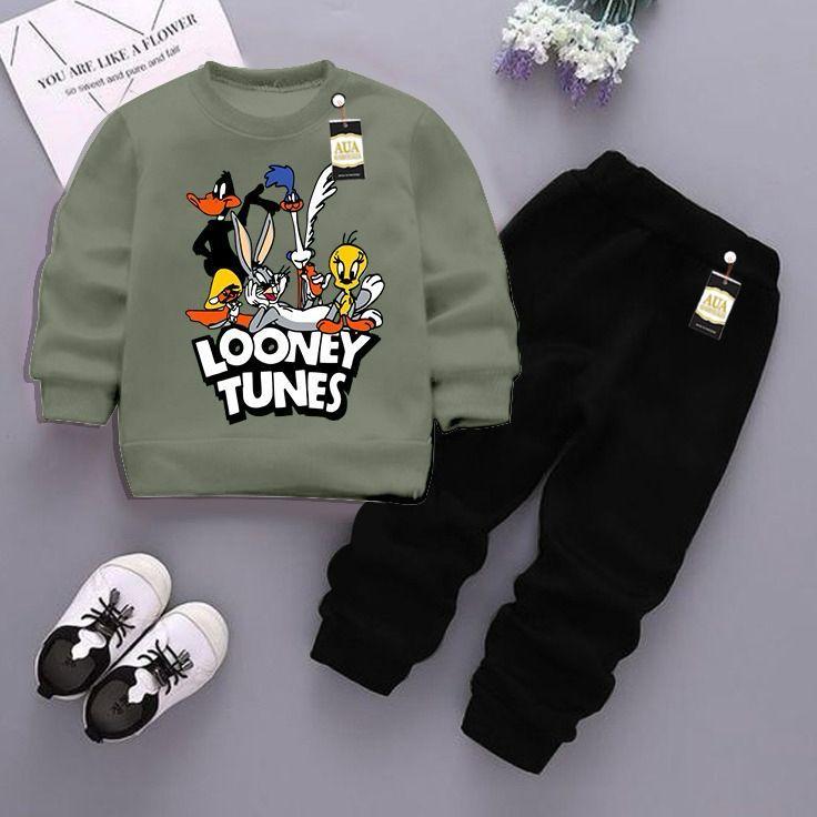 2 Pcs Girl's Fleece Printed Sweatshirt Tracksuit