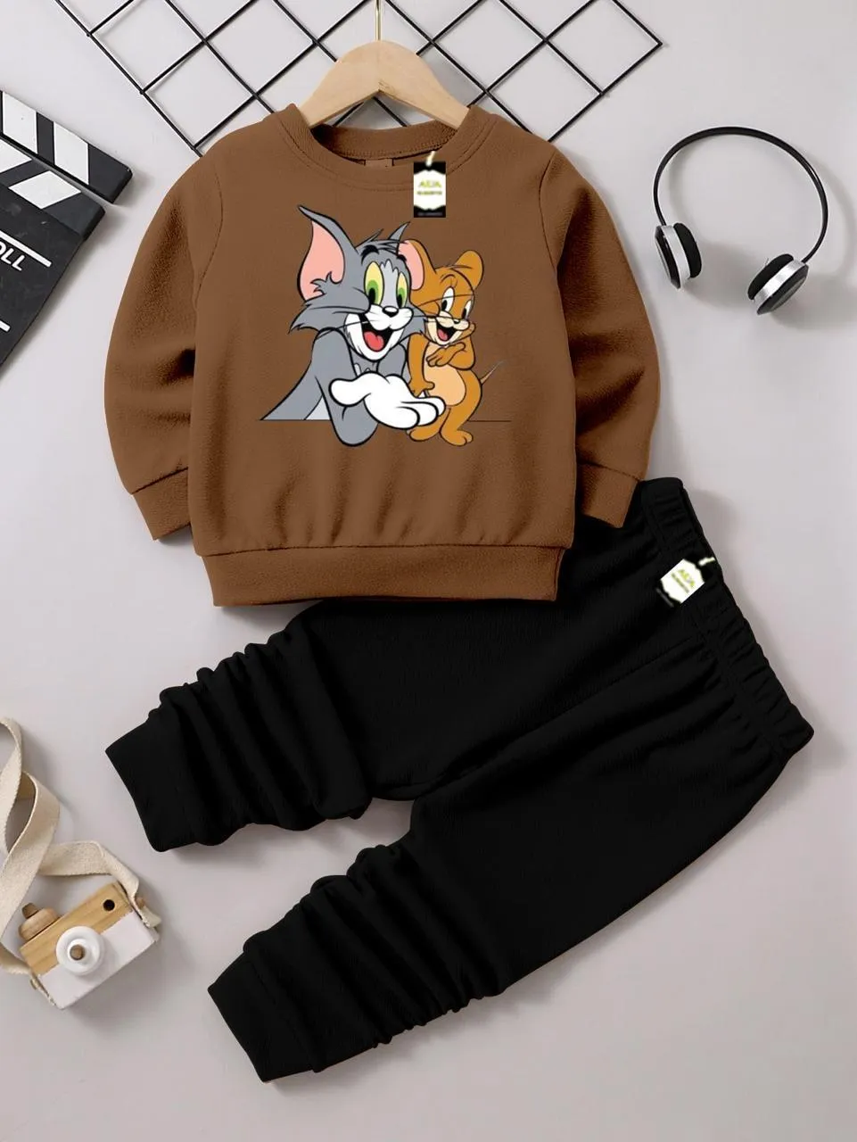 2 Pcs Boy's Fleece Printed Sweatshirt Tracksuit