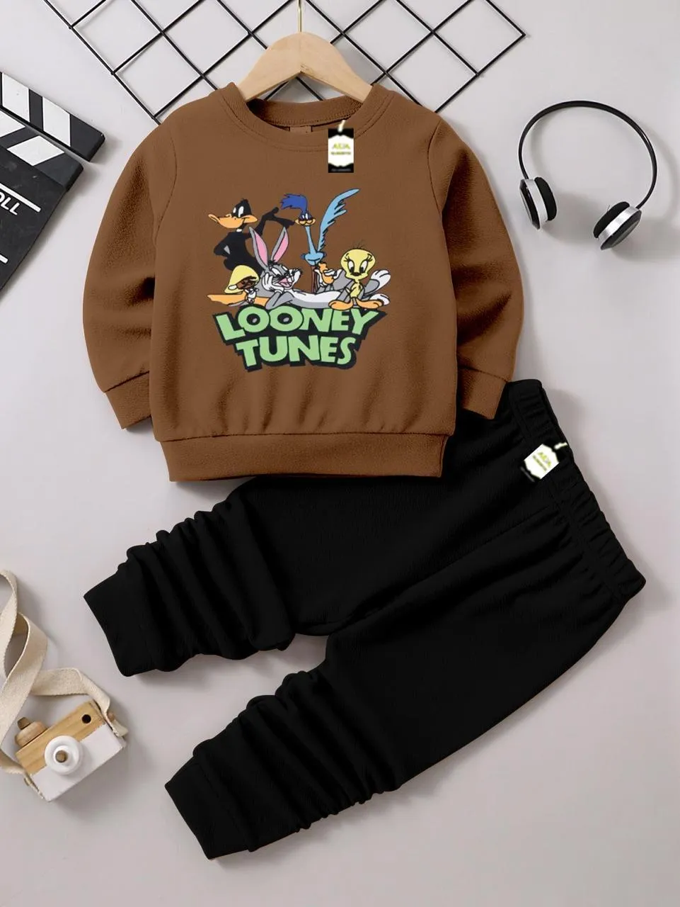 2 Pcs Boy's Fleece Printed Sweatshirt Tracksuit