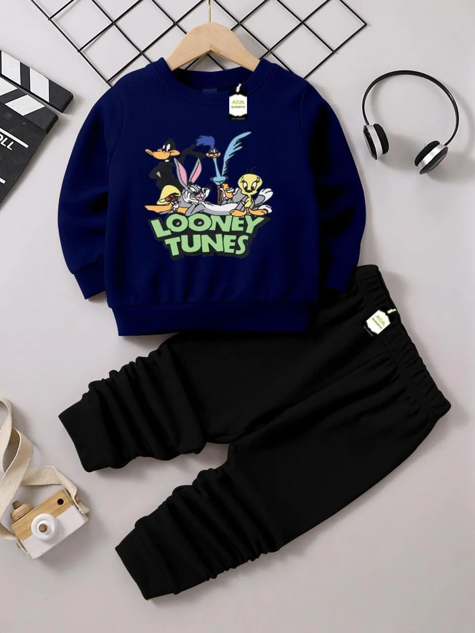 2 Pcs Boy's Fleece Printed Sweatshirt Tracksuit